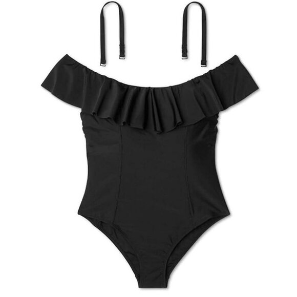 Kona Sol Plus Size Off Shoulder Ruffled One Piece Swimsuit NWT - Picture 3 of 5